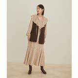 【セットアップ対応】【洗える】モノグラムフリルシャーリングブラウス | VIS  | 詳細画像9 