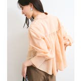 オレンジ系(71) | 【防シワ/接触冷感/洗える】ボリュームスリーブショート丈シアーシャツ | VIS