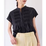 ブラック(01) | 【接触冷感/洗える】気流染めスモッキングブラウス | VIS
