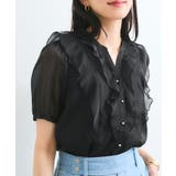 【洗える】シアーラッフルフリル半袖ブラウス | VIS | 詳細画像11