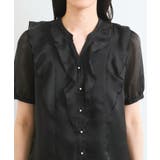 【洗える】シアーラッフルフリル半袖ブラウス | VIS | 詳細画像17