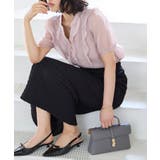 【洗える】シアーラッフルフリル半袖ブラウス | VIS | 詳細画像3