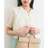 【洗える】シアーラッフルフリル半袖ブラウス | VIS | 詳細画像7