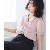 ピンク(63) | 【洗える】シアーラッフルフリル半袖ブラウス | VIS