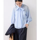 サックス(48) | 前後2WAYボリュームボウタイブラウス/イージーケア | VIS 