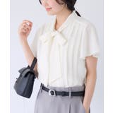 ドット&無地タックデザインボウタイブラウス/接触冷感 | VIS | 詳細画像9
