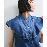 【UVケア/洗える】ラッフルデザインデニムブラウス | VIS  | 詳細画像10 