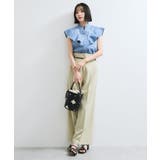 【UVケア/洗える】ラッフルデザインデニムブラウス | VIS  | 詳細画像17 