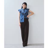 【UVケア/洗える】ラッフルデザインデニムブラウス | VIS  | 詳細画像2 