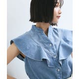 【UVケア/洗える】ラッフルデザインデニムブラウス | VIS  | 詳細画像21 