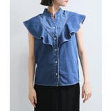 【UVケア/洗える】ラッフルデザインデニムブラウス | VIS  | 詳細画像22 