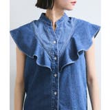 【UVケア/洗える】ラッフルデザインデニムブラウス | VIS  | 詳細画像25 