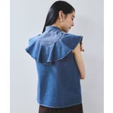 【UVケア/洗える】ラッフルデザインデニムブラウス | VIS  | 詳細画像5 