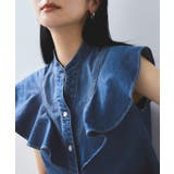 【UVケア/洗える】ラッフルデザインデニムブラウス | VIS  | 詳細画像6 