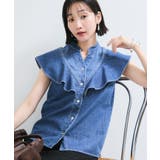 【UVケア/洗える】ラッフルデザインデニムブラウス | VIS  | 詳細画像9 