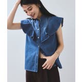 ブルー系(45) | 【UVケア/洗える】ラッフルデザインデニムブラウス | VIS 