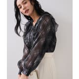 フロントフリルシアーチェックブラウス/イージーケア | VIS  | 詳細画像11 