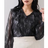 フロントフリルシアーチェックブラウス/イージーケア | VIS  | 詳細画像12 