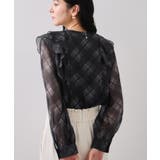 フロントフリルシアーチェックブラウス/イージーケア | VIS  | 詳細画像14 