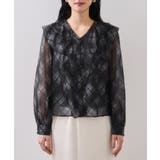 フロントフリルシアーチェックブラウス/イージーケア | VIS  | 詳細画像15 