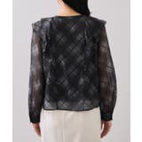 フロントフリルシアーチェックブラウス/イージーケア | VIS  | 詳細画像17 