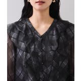 フロントフリルシアーチェックブラウス/イージーケア | VIS  | 詳細画像18 