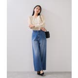 フロントフリルシアーチェックブラウス/イージーケア | VIS  | 詳細画像2 