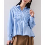 サックス(48) | シャーリングギャザー切替シャツ/イージーケア | VIS 