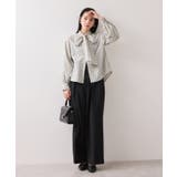 チェック＆デニムアソートボウタイリボン付きスタンドカラーシャツ | VIS  | 詳細画像2 