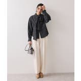 チェック＆デニムアソートボウタイリボン付きスタンドカラーシャツ | VIS  | 詳細画像21 