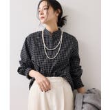 チェック＆デニムアソートボウタイリボン付きスタンドカラーシャツ | VIS  | 詳細画像28 