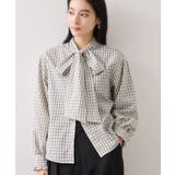 チェック＆デニムアソートボウタイリボン付きスタンドカラーシャツ | VIS  | 詳細画像3 