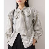 チェック＆デニムアソートボウタイリボン付きスタンドカラーシャツ | VIS  | 詳細画像7 