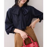 ネイビー系(41) | チェック＆デニムアソートボウタイリボン付きスタンドカラーシャツ | VIS 