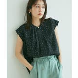 【WEB限定】【EASY CARE】フロントタックフレンチスリーブブラウス【su… | VIS | 詳細画像1