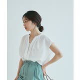 【WEB限定】【EASY CARE】フロントタックフレンチスリーブブラウス【su… | VIS | 詳細画像10