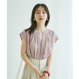 【WEB限定】【EASY CARE】フロントタックフレンチスリーブブラウス【su… | VIS | 詳細画像2