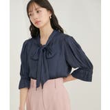ネイビー(40) | 【選べる素材】アソートボウタイリボンブラウス | VIS 