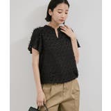 ブラック(01) | チューリップスリーブジャガードスキッパーブラウス | VIS