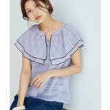 ラベンダー(52) | 【WEB限定】ラッフルフリル配色メローブラウス | VIS