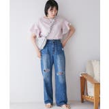 【WEB限定】袖フリルアソート柄半袖ブラウス【洗える】 | VIS  | 詳細画像2 