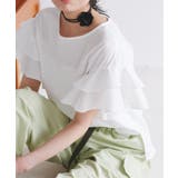 ホワイト(10) | 【WEB限定】袖フリルアソート柄半袖ブラウス【洗える】 | VIS 