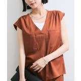 【WEB限定】【セットアップ対応】Vネックフレンチスリーブブラウス/通勤対応 | VIS | 詳細画像1