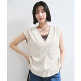 【WEB限定】【セットアップ対応】Vネックフレンチスリーブブラウス/通勤対応 | VIS | 詳細画像4