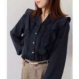 ネイビー(40) | 【WEB限定】スキッパーフリルデザインブラウス | VIS