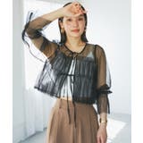 【前後2WAY】袖シャーリングチュールリボンブラウス | VIS | 詳細画像4