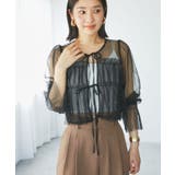 【前後2WAY】袖シャーリングチュールリボンブラウス | VIS | 詳細画像5