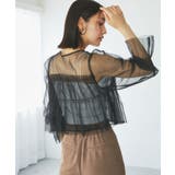 【前後2WAY】袖シャーリングチュールリボンブラウス | VIS | 詳細画像6