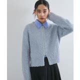 リボンヤーンジップリブネックカーディガン | VIS  | 詳細画像13 