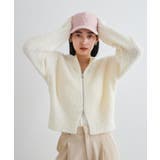 リボンヤーンジップリブネックカーディガン | VIS  | 詳細画像4 